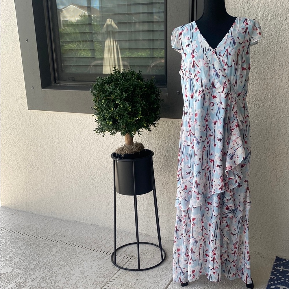 Haute Hippie Tribe Printed Floral Ruffle Maxi Dress